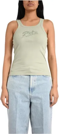 Pinko Pinko, Tops, Dames, Groen, S, Katoen, Mouwloze Tops