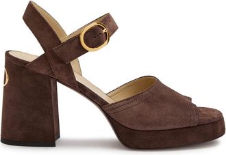 Valentino Garavani Fawcette 100 Suede Platform Sandals - Brown - 37 (IT37 / UK4)