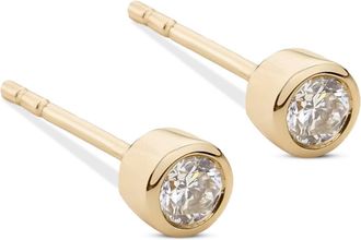 MAX + STONE 14k Solid Gold Lab Grown Diamond Bezel Stud Earrings
