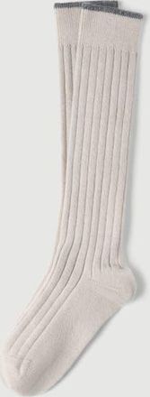 Brunello Cucinelli Cashmere rib knit socks in Sand at Nordstrom, Size Xx-Large