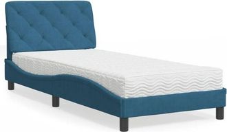 vidaXL Cama Con Colch&oacute;n Terciopelo Azul 80x200 Cm Vidaxl