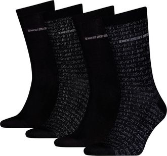 Calvin Klein Mens Giftbox All Over Print Classic Sock, Black, One Size (Pack of 4)
