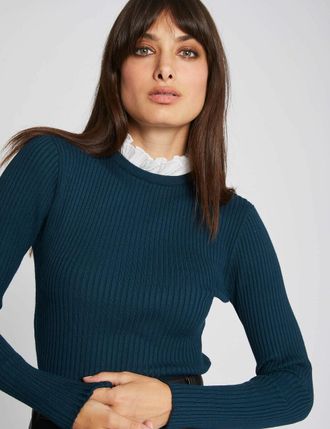 Morgan Trui met lange mouwen en geplooid kraagje