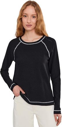 Elliott Lauren Waffle Stitch Raglan Sweater Womens Clothing Black : LG, Cotton