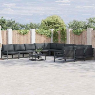 vidaXL Conjunto De Sof&aacute; De Jard&iacute;n Antracita Acero