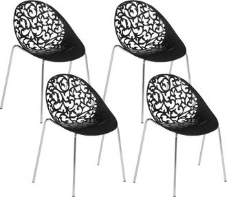 Beliani Beliani - Set di 4 sedie plastica nero schienale decorativo traforato Mumford