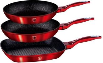 Berlinger Haus Juego De 3 Sartenes De Granito Berlingerhaus L&iacute;nea Rojo Metalizado Bh-1289