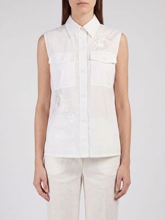 P.A.R.O.S.H. P. A.R. O.S. H. Camicia smanicata slim fit in misto cotone con ricami