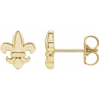 Pompeii3 14K White or Yellow Fleur-de-Lis Earrings