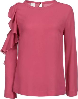 Pinko Gerimpelde Crepe Blouse - Dames - Blouses - Roze - L - Overhemden