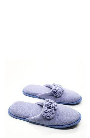 Portolano Flower Trim Cashmere Scuff Slipper in Periwinkle at Nordstrom Rack, Size X-Large