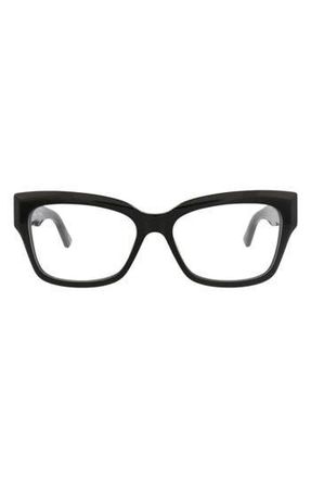 Balenciaga 55mm Rectangular Optical Glasses in Black Black Transparent at Nordstrom Rack