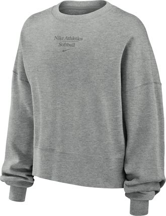 Nike Womens Phoenix Fleece Softball Crew-Neck Sweatshirt in Grey | W33302SB25-DHR