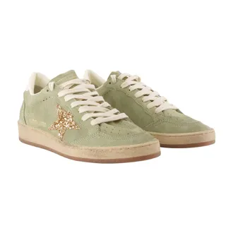 Golden Goose Womens Ball Star Sneakers - Golden Goose Deluxe Brand Leather Green Calfskin Shoes