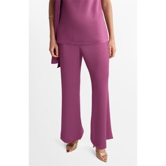 Mango Straight Leg Satin Pants in Light/Pastel Purple at Nordstrom, Size Medium