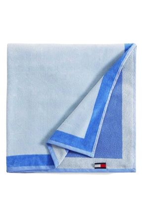 Tommy Hilfiger Colorblock Monogram Beach Towel in Marine Blue/true Blue at Nordstrom