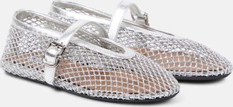 Alaia Metallic fishnet Mary Jane flats