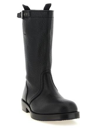 Dries Van Noten Hammered Leather Boot - Black