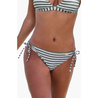Lascana Womens Side Tie Bikini Bottom in Olive Stripe at Nordstrom, Size 10