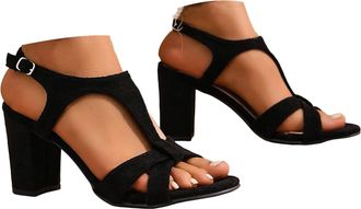 Generic Low Chunky Block Heel,Comfortable Walking Strappy Open Toe Sandals for Women Dressy Womens Sandals | Comfy Ankle Strap & Cross Straps | Open Toe Summe