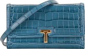 Tom Ford Schoudertas - Dames - Schoudertassen - Blauw - ONE Size - Leer - Tassen