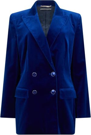 Alberta Ferretti Fluwelen Blazer - Dames - Blazers - Blauw - L - Katoen - Jassen