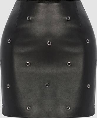 PRITCH Studded Mini Leather Skirt Black