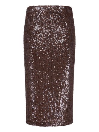P.A.R.O.S.H. Brown Midi Sequin Skirt