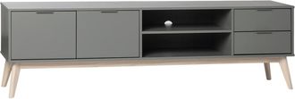 Klast Mueble Tv efecto madera verde antracita 180x53 cm