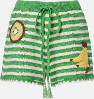 Alemais Al&eacute;mais Embroidered striped cotton shorts
