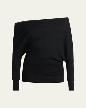 Tom Ford Wool-Silk Asymmetric Off-Shoulder Sweater