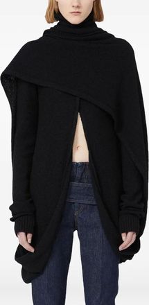 Max Mara roll-neck draped knitted top - Black