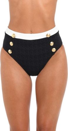 L'agence Vanessa Colorblock High Waist Bikini Bottoms in Black at Nordstrom, Size X-Large