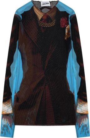 Jean Paul Gaultier Blue Tennis Suit Layered Print Blouse