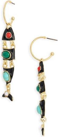 Kenneth Jay Lane Enamel Fish Drop Hoop Earrings in Gold at Nordstrom Rack