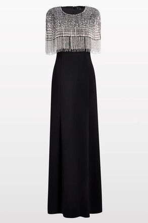 Jenny Packham Sabine Beaded-Fringed Maxi Dress in Liquorice at Nordstrom, Size 14 Uk