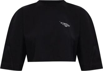 Givenchy Cropped Fit T-Shirt In Cotton With Stamp Print Clothing