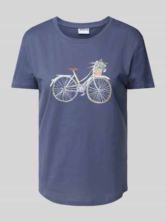 Jake*s Casual T-Shirt mit Rundhalsausschnitt in Jeansblau, Gr&ouml;&szlig;e M