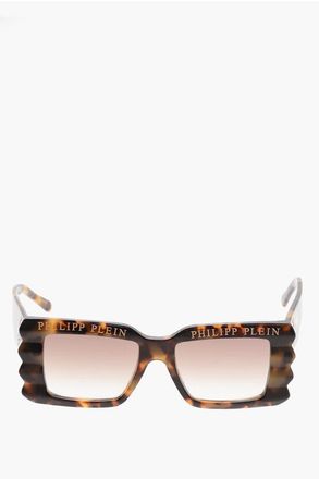 Philipp Plein Tortoiseshell Motif Oversized Sunglasses with Rhinestone size Unica