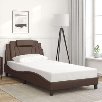 vidaXL Vidaxl - Estructura De Cama Sin Colch&oacute;n Cuero Sint&eacute;tico Marr&oacute;n 100x200cm