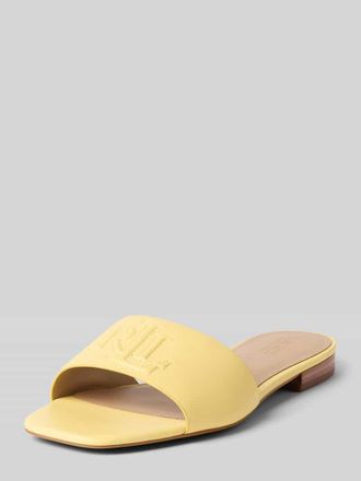 Lauren Ralph Lauren Pantoletten aus reinem Leder Modell EVERLEY SLD in Hellgelb, Gr&ouml;&szlig;e 36,5