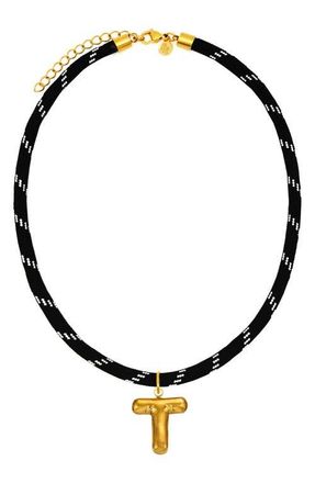Petit Moments Bubble Initial Pendant Cord Necklace in Black-T at Nordstrom