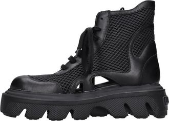 Casadei Leren en Stoffen Sneakers - Dames - Veterlaarzen - Zwart - 37 EU - Leer - Schoenen