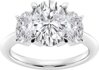 Grown Brilliance 4.25 Carat Oval Lab Grown 3 Stone Engagement Diamond Ring in 14K White Gold, G-Color, VS Clarity, Gift Box Included