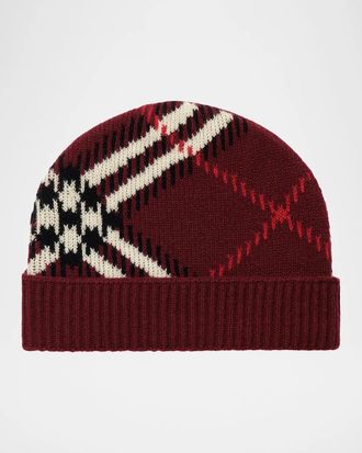Burberry Check Cashmere Knit Beanie