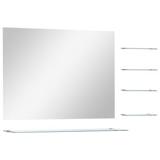 vidaXL Espejo De Pared Con 5 Estantes Plateado 80x60 Cm Vidaxl