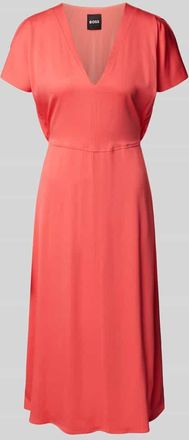 HUGO BOSS Midikleid mit V-Ausschnitt Modell Dieshana in Pink, Gr&ouml;&szlig;e 46