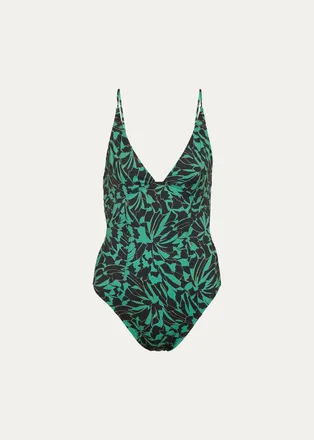 Ulla Johnson Alba Deep V One-Piece Swimsuit