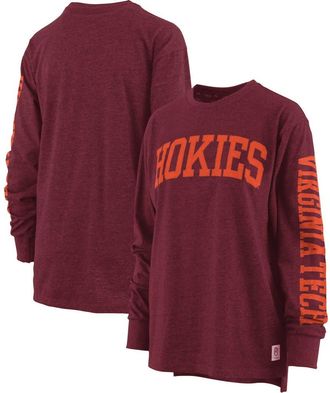 Pressbox Womens Pressbox Heathered Maroon Virginia Tech Hokies Two-Hit Canyon Long Sleeve T-Shirt at Nordstrom, Size X-Large
