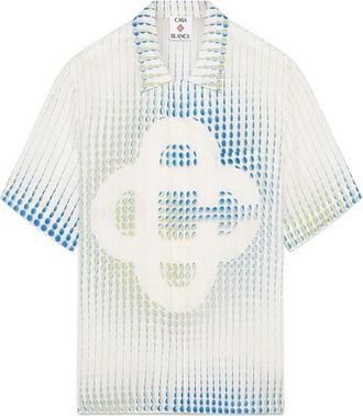 Casablanca Dots Short Sleeve Linen Shirt - Heren - Korte mouwen Overhemden - Veelkleurig - L - Linnen - Overhemden